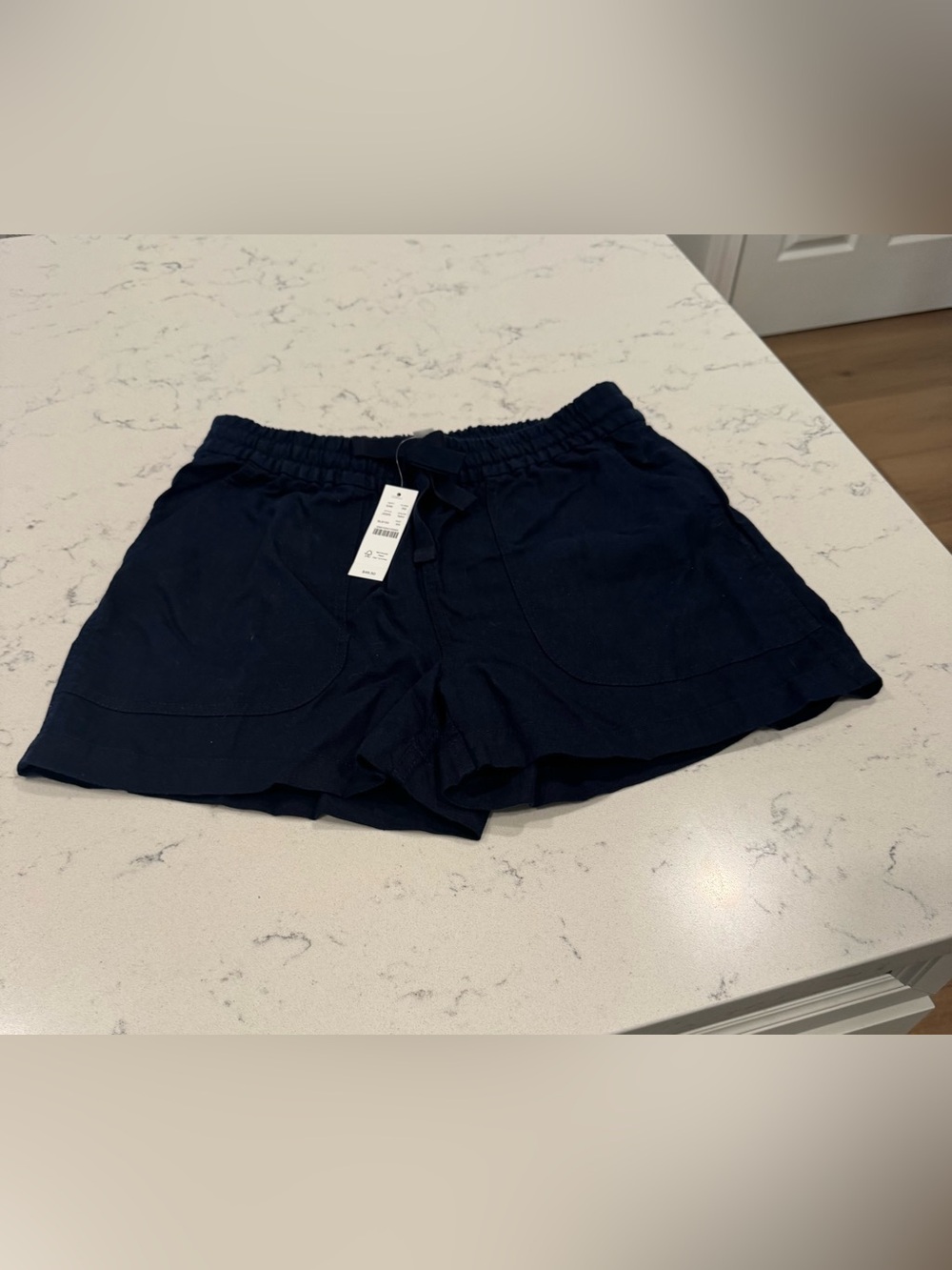 NWT J. Crew Deep Navy Linen Blend Drawstring Shorts. Size XS
